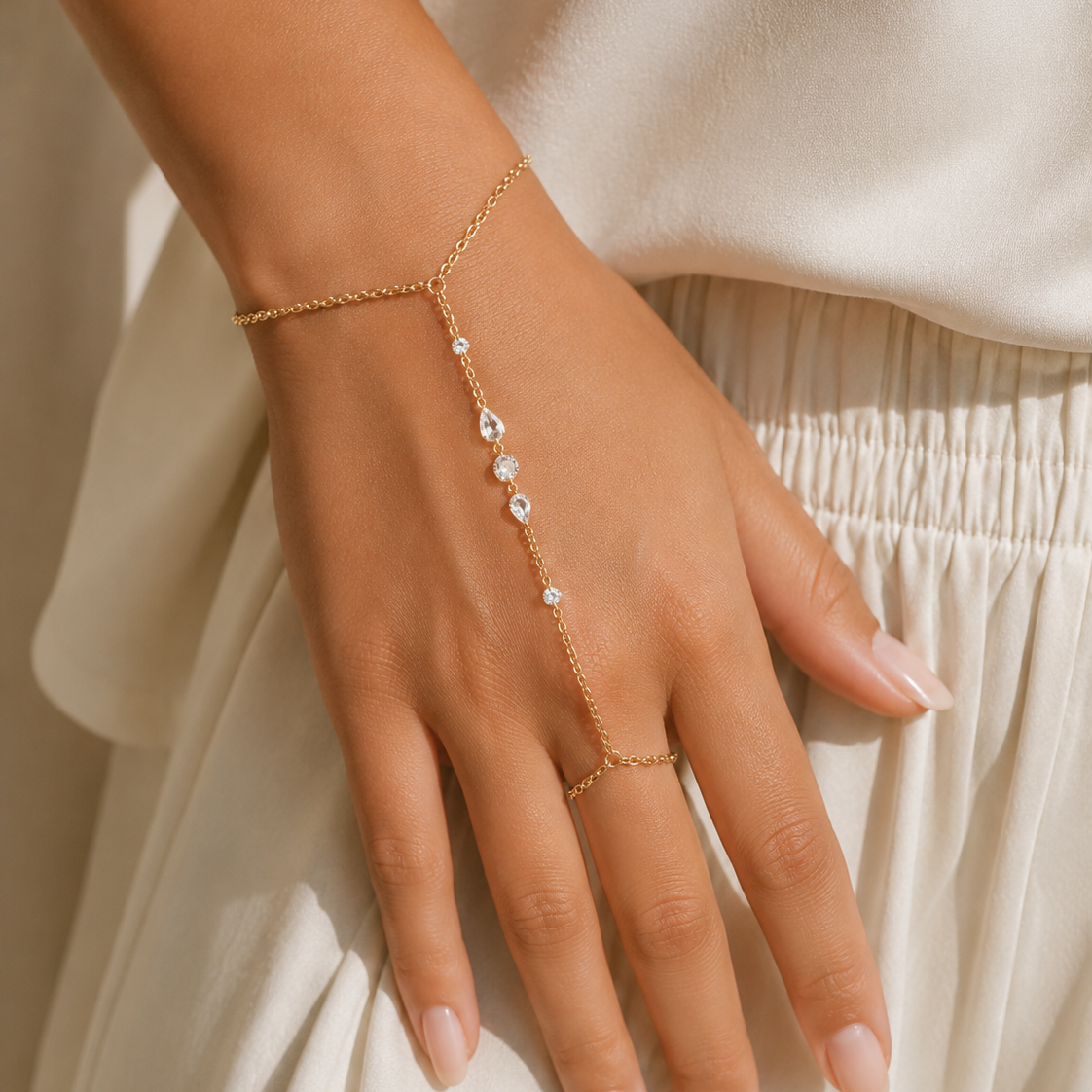 Pearl Drop Hand Chain