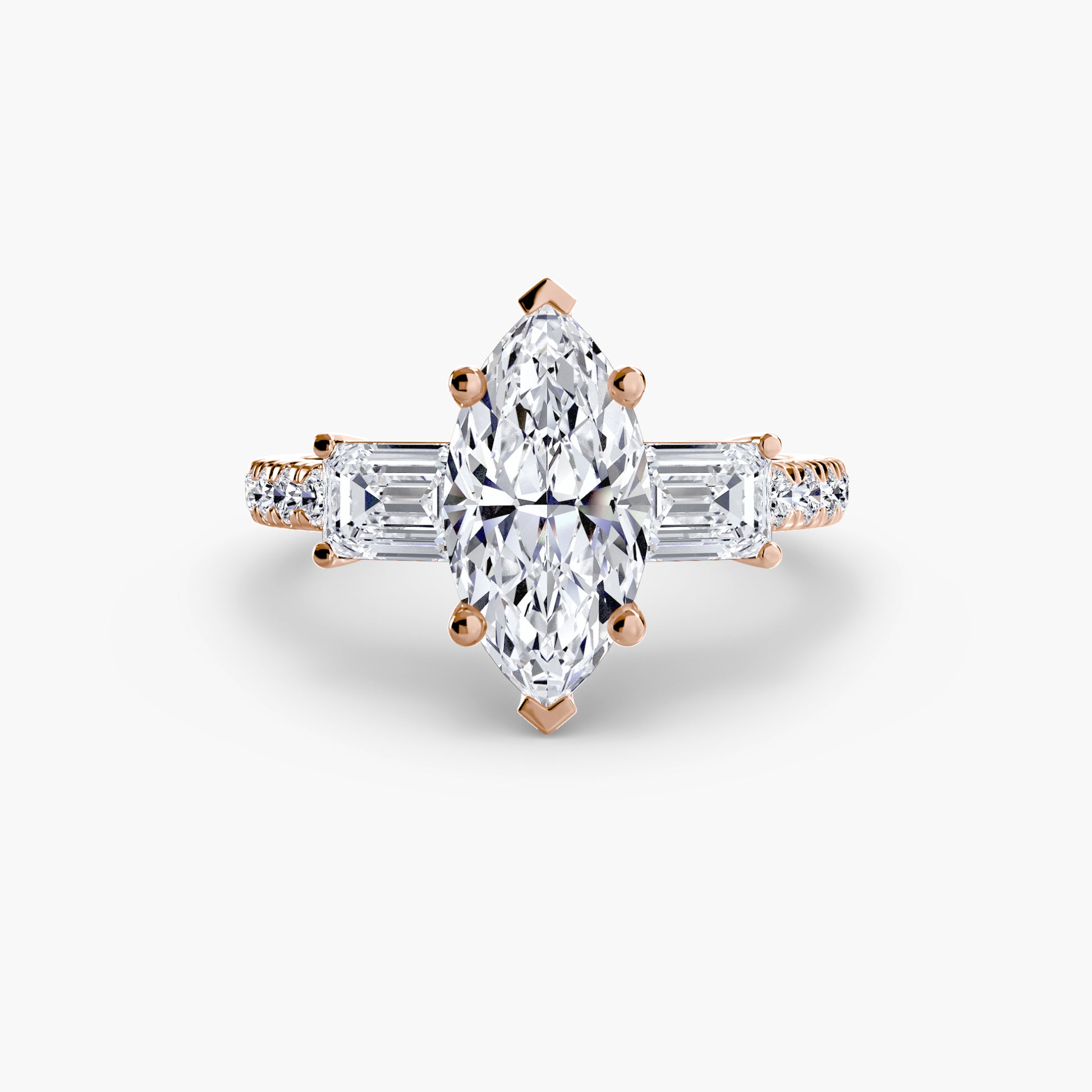Three-Stone Ring with Pavé Band 4
