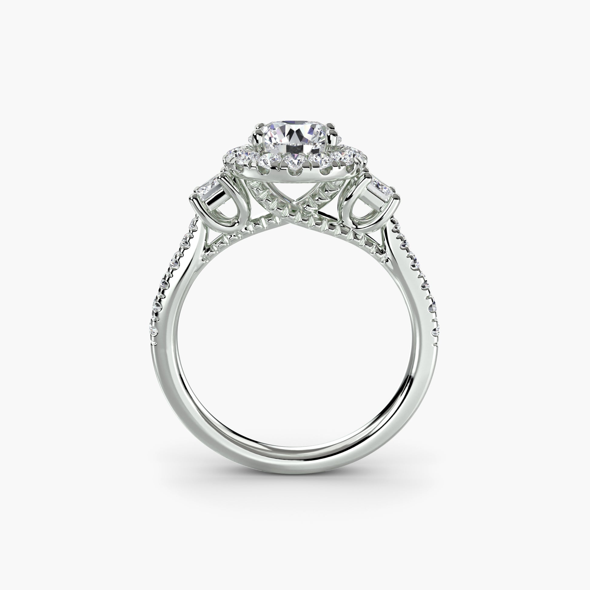 Three-Stone Ring with Halo 2